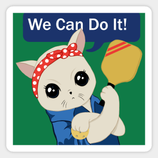 Pickleball Cat - We can do it Sticker